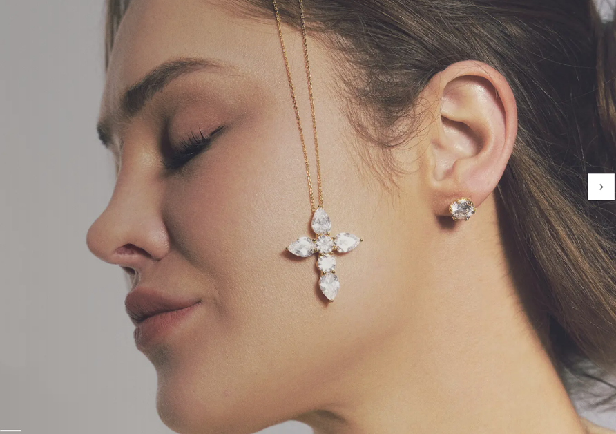Cross pendant necklace with matching earring